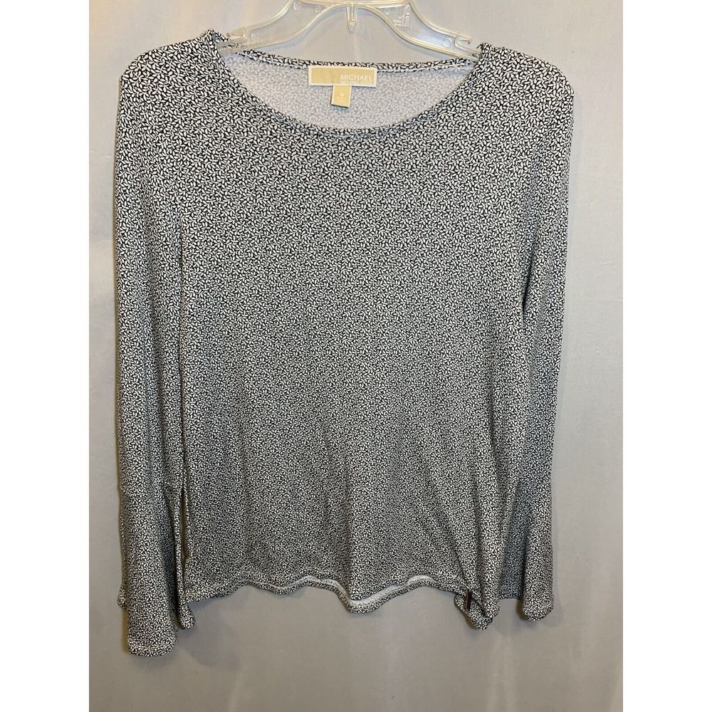 Women's M Michael Kors‎  Floral Long Bell Sleeve  Blouse White Black